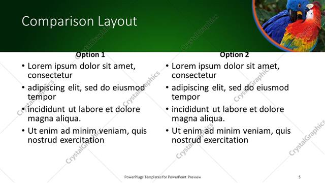 Comparison presentation slide layout