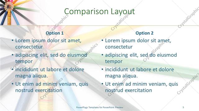Comparison presentation slide layout