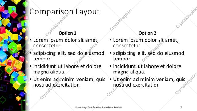 Comparison presentation slide layout