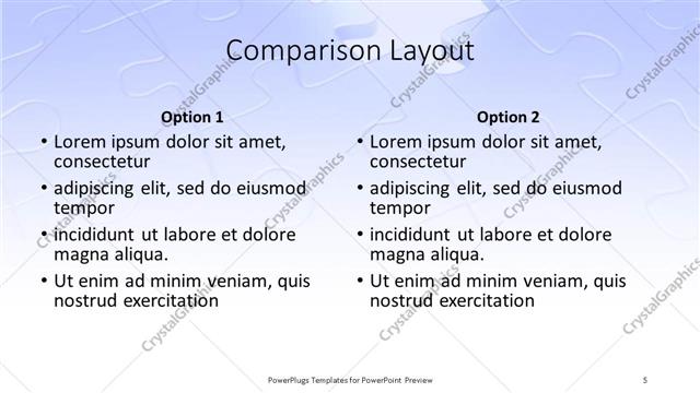 Comparison presentation slide layout