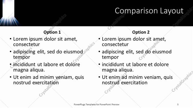 Comparison presentation slide layout