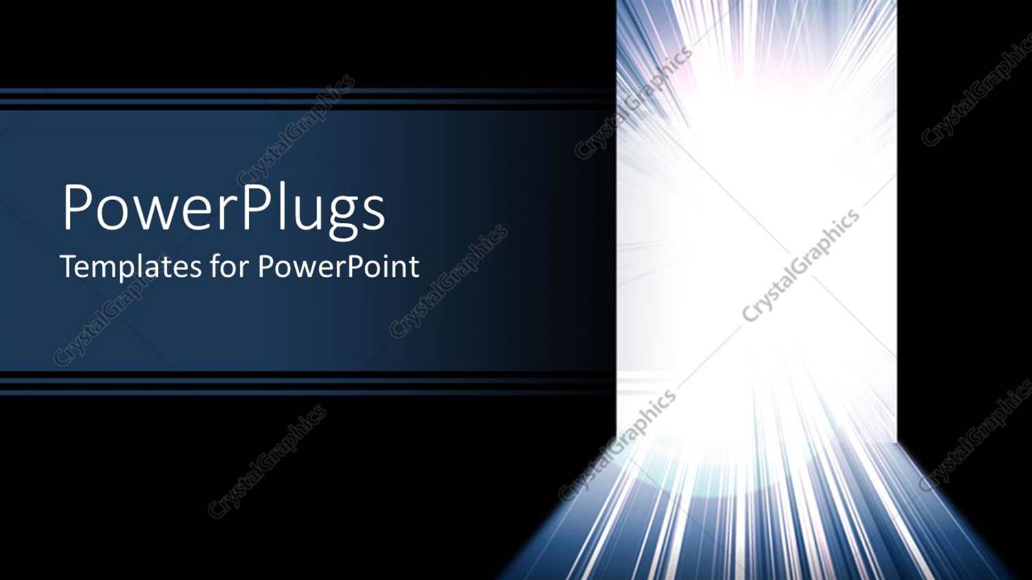 Featuring Ray of White Shinning Light Through a Door with Black Background