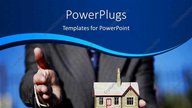  Presentation with estate - Real estate agent holding 3D house in hand gestures for handshake