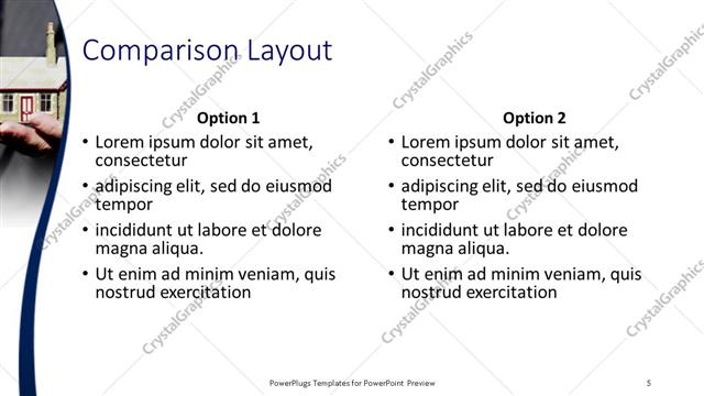Comparison presentation slide layout