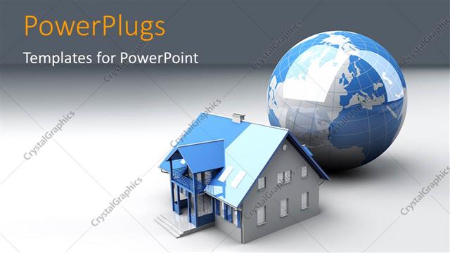  Presentation with estate - A globe with a hous ein front