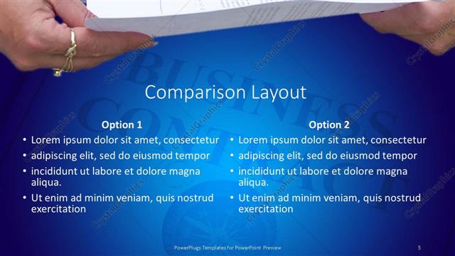 Comparison presentation slide layout