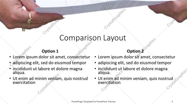 Comparison presentation slide layout
