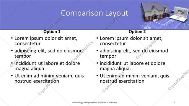 Comparison presentation slide layout