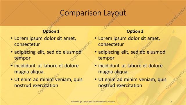 Comparison presentation slide layout