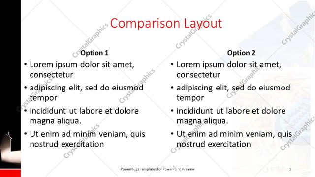Comparison presentation slide layout