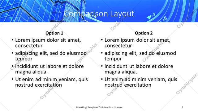 Comparison presentation slide layout