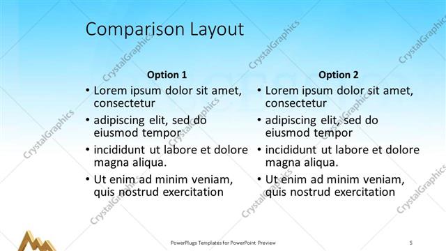 Comparison presentation slide layout
