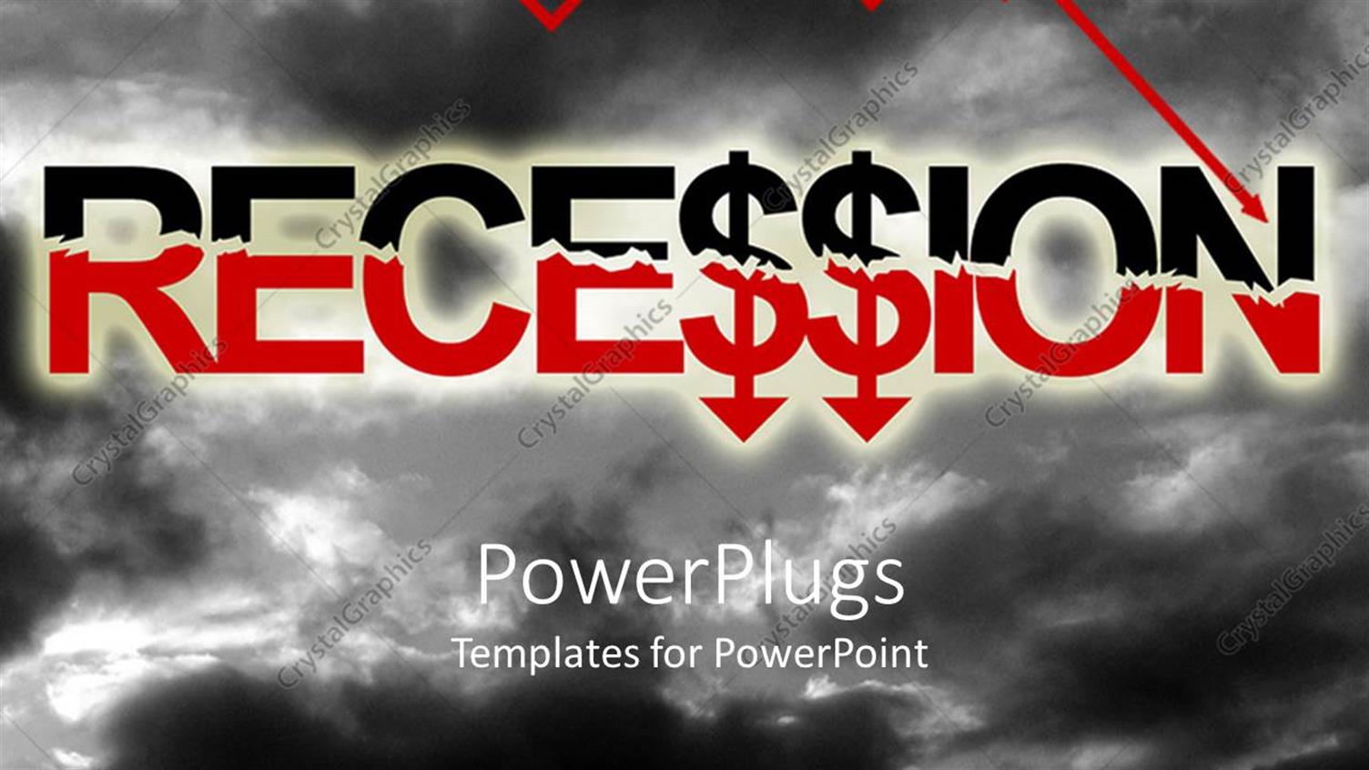 Featuring the Recession Word with Clouds in the Background