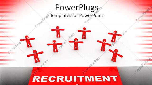  Presentation with stretching - Recruitment concept with human dummies stretching their hands wide open