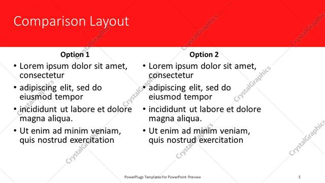 Comparison presentation slide layout