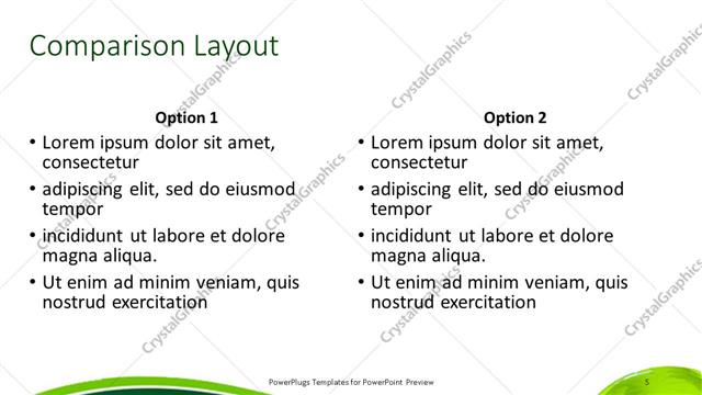 Comparison presentation slide layout
