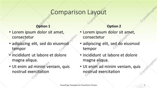 Comparison presentation slide layout