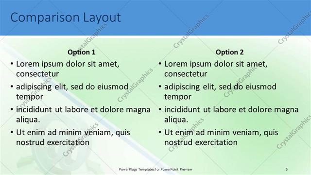 Comparison presentation slide layout
