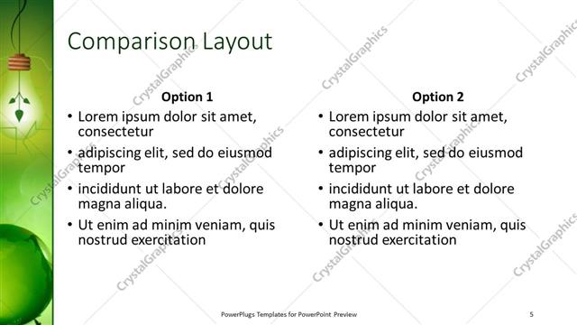 Comparison presentation slide layout