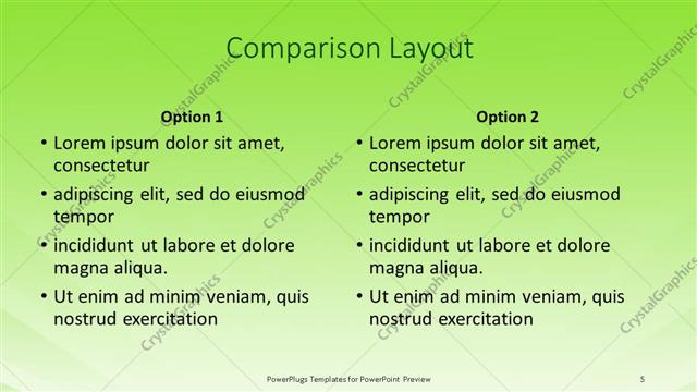 Comparison presentation slide layout