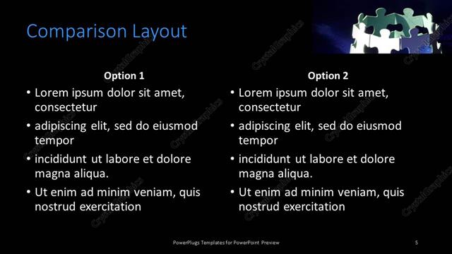Comparison presentation slide layout