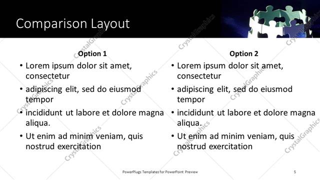 Comparison presentation slide layout