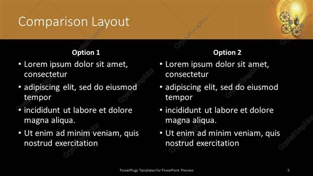 Comparison presentation slide layout