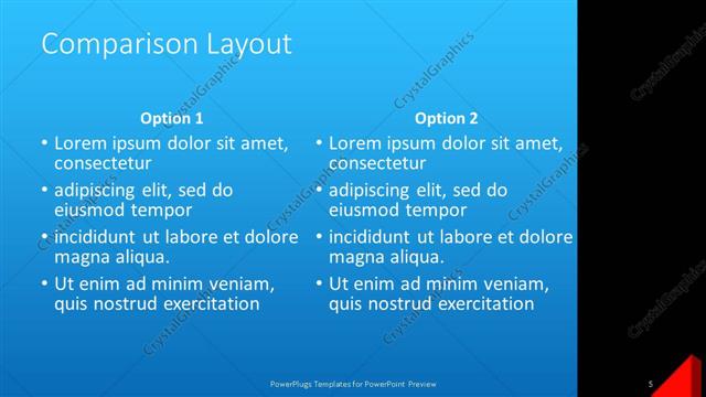 Comparison presentation slide layout