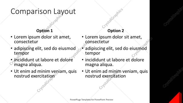 Comparison presentation slide layout