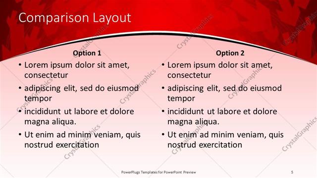 Comparison presentation slide layout