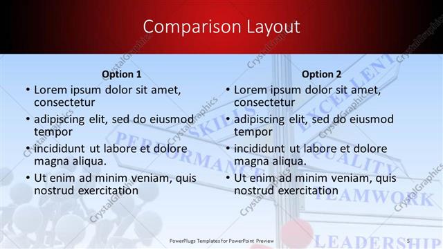 Comparison presentation slide layout