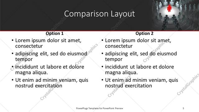 Comparison presentation slide layout