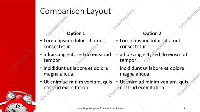 Comparison presentation slide layout
