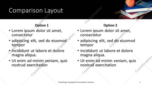Comparison presentation slide layout