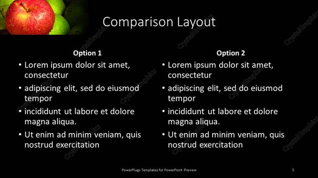 Comparison presentation slide layout