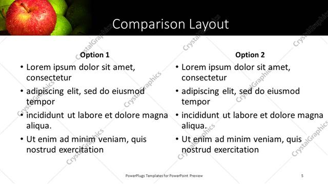 Comparison presentation slide layout
