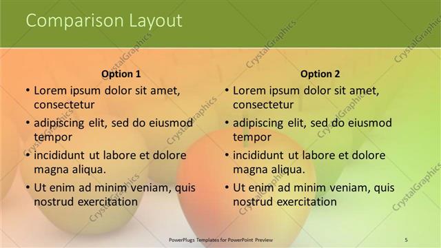 Comparison presentation slide layout
