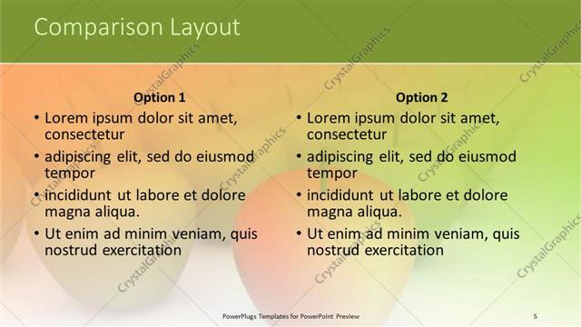Comparison presentation slide layout