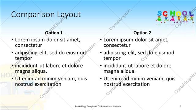 Comparison presentation slide layout