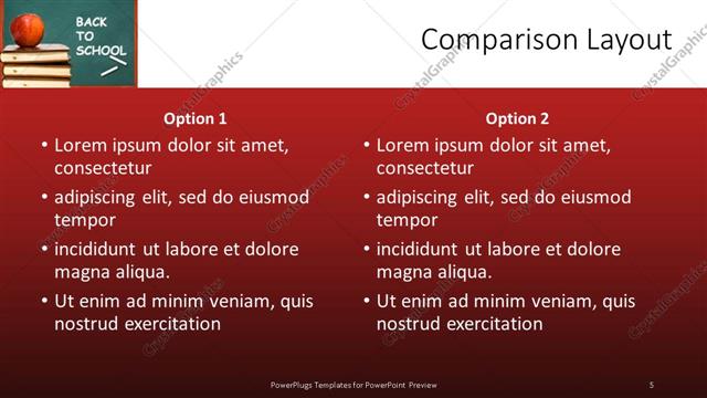 Comparison presentation slide layout