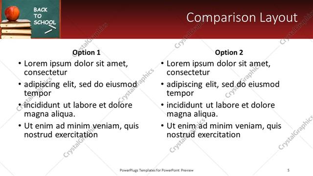 Comparison presentation slide layout