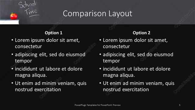 Comparison presentation slide layout
