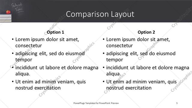 Comparison presentation slide layout