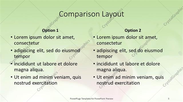 Comparison presentation slide layout