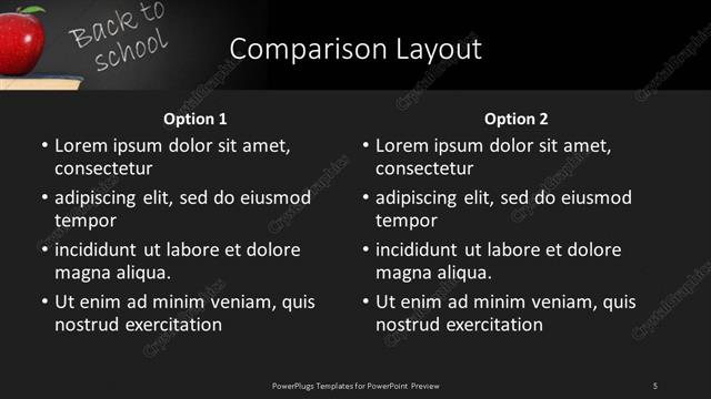 Comparison presentation slide layout