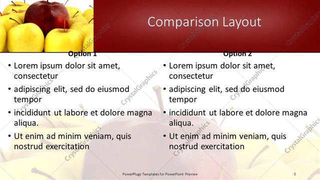 Comparison presentation slide layout