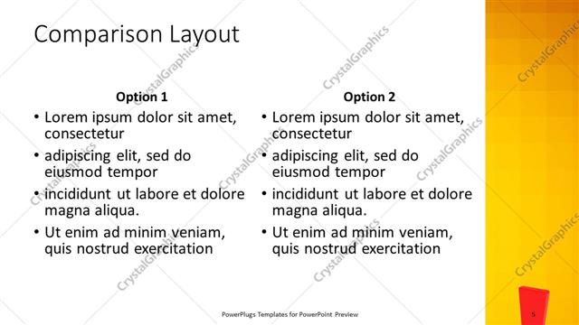 Comparison presentation slide layout
