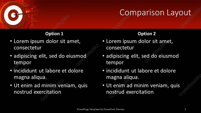 Comparison presentation slide layout