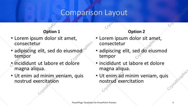 Comparison presentation slide layout