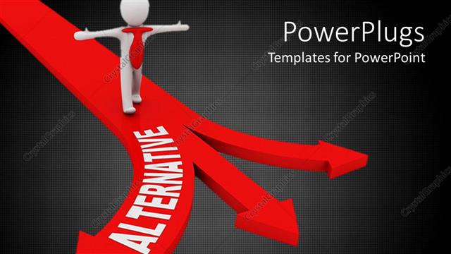  Presentation with alternative - Red arrow split int three with a human figure walking on it